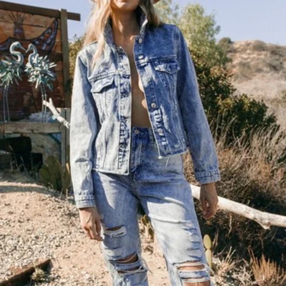 Vervet by Flying Monkey Acid Wash Distressed Classic Jacket - size XS - Picture 3 of 4